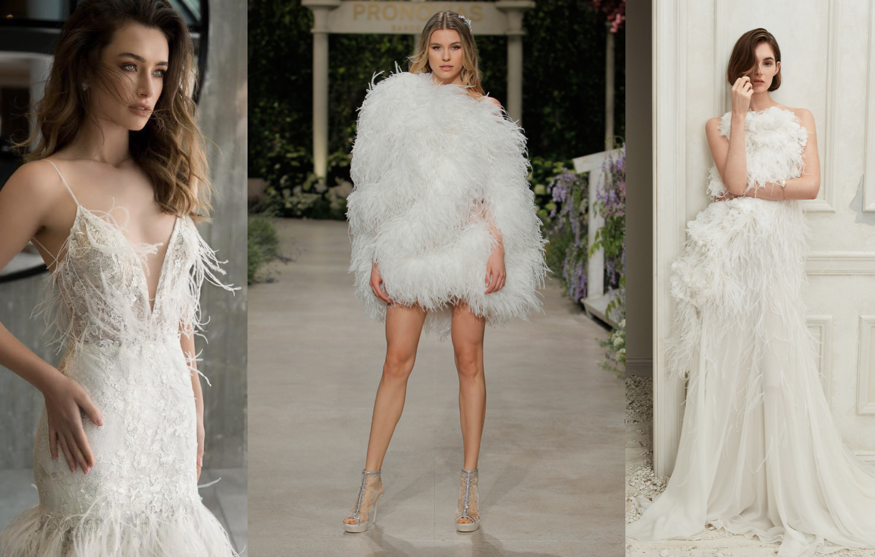 vestidos de novia con plumas